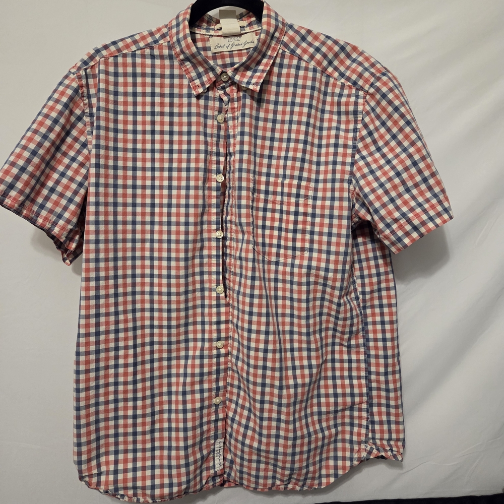 H & M Men's Red and Blue Checkered Shirt